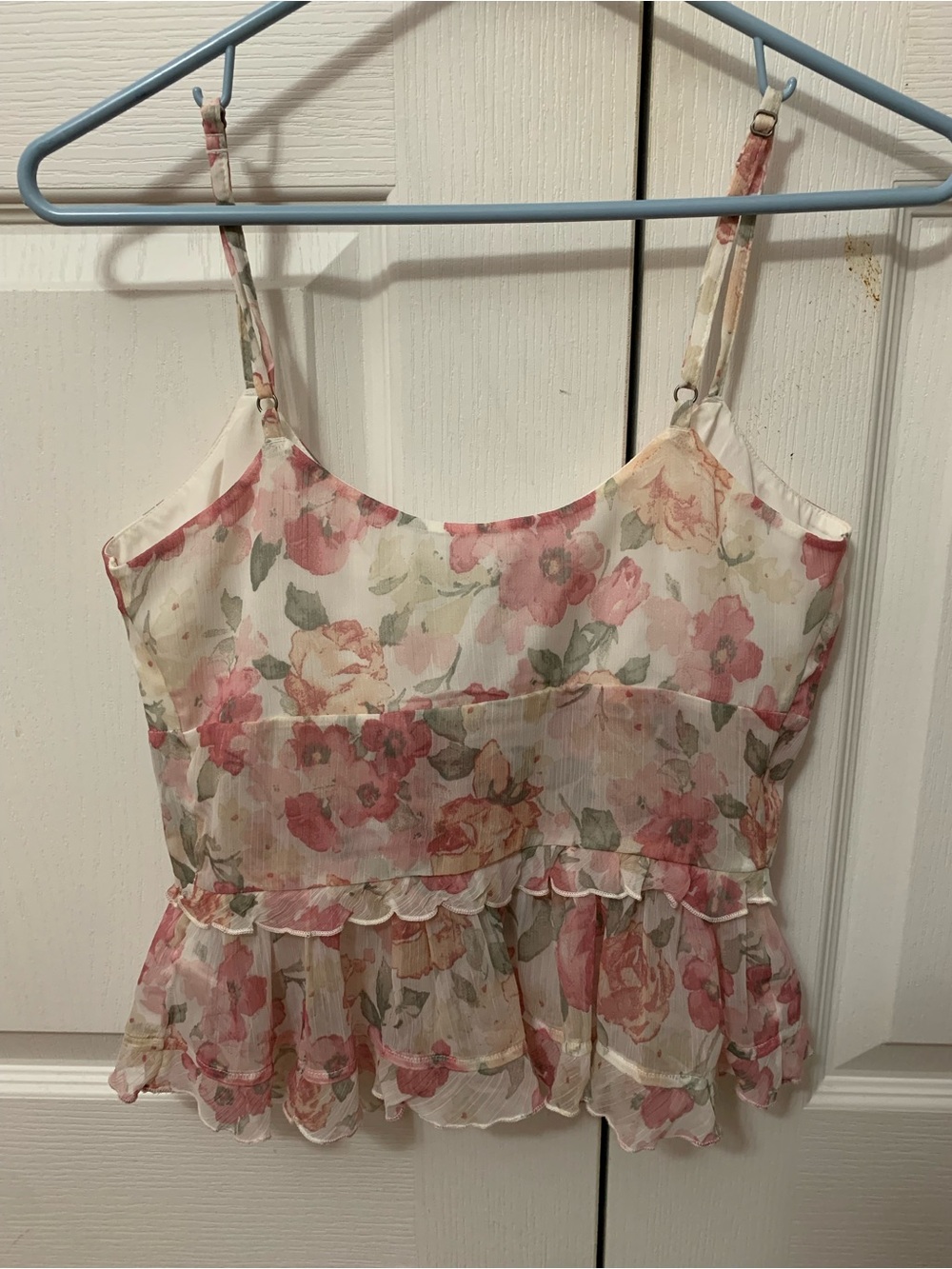 Hollister Pink Floral Chiffon Ruffle Tie-Front Blouse - Picture 5 of 6